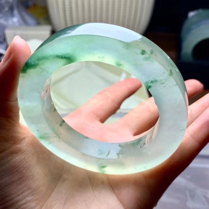 翡翠冰糯种戒圈转运戒指平安环牌子